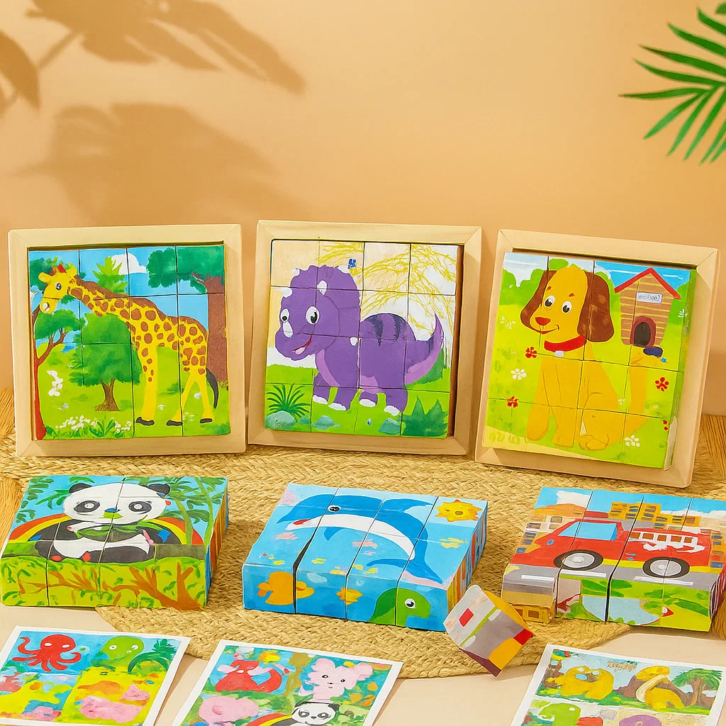 CubePuzzle – Leuk & Educatief – 3D Houten Blokken Puzzel