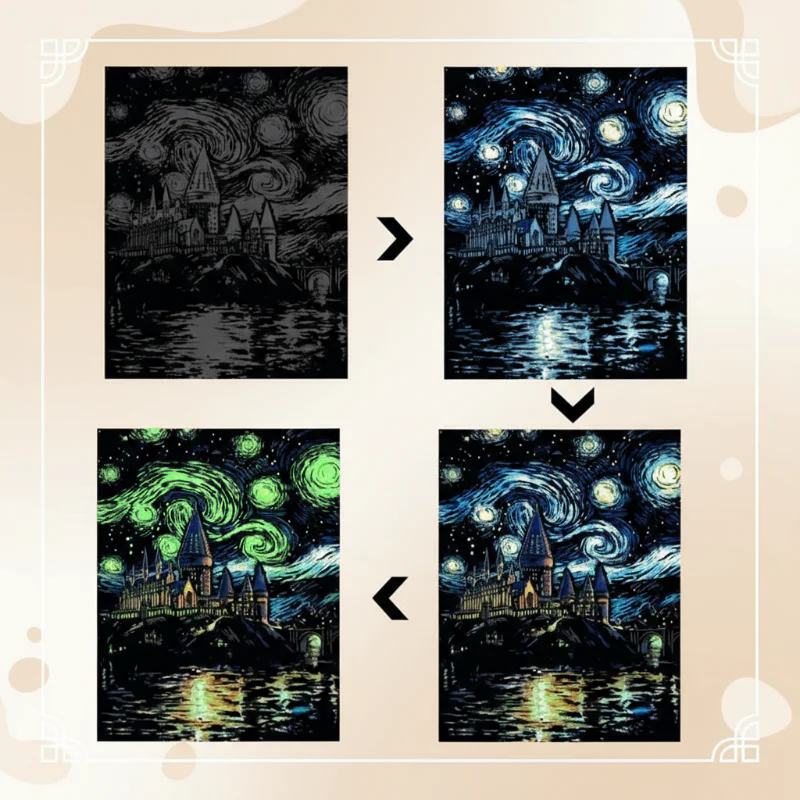 GlowArt – Glow-in-the-dark – Kraskaarten Set - Afbeelding 4